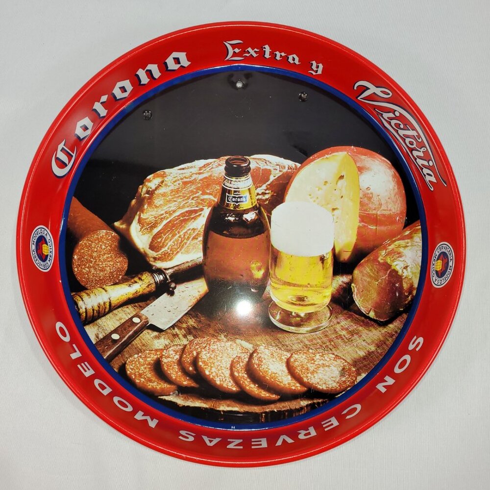 Corona Victoria Vintage 13" Mexico Serving Tray Metal Round Advertising Beer
